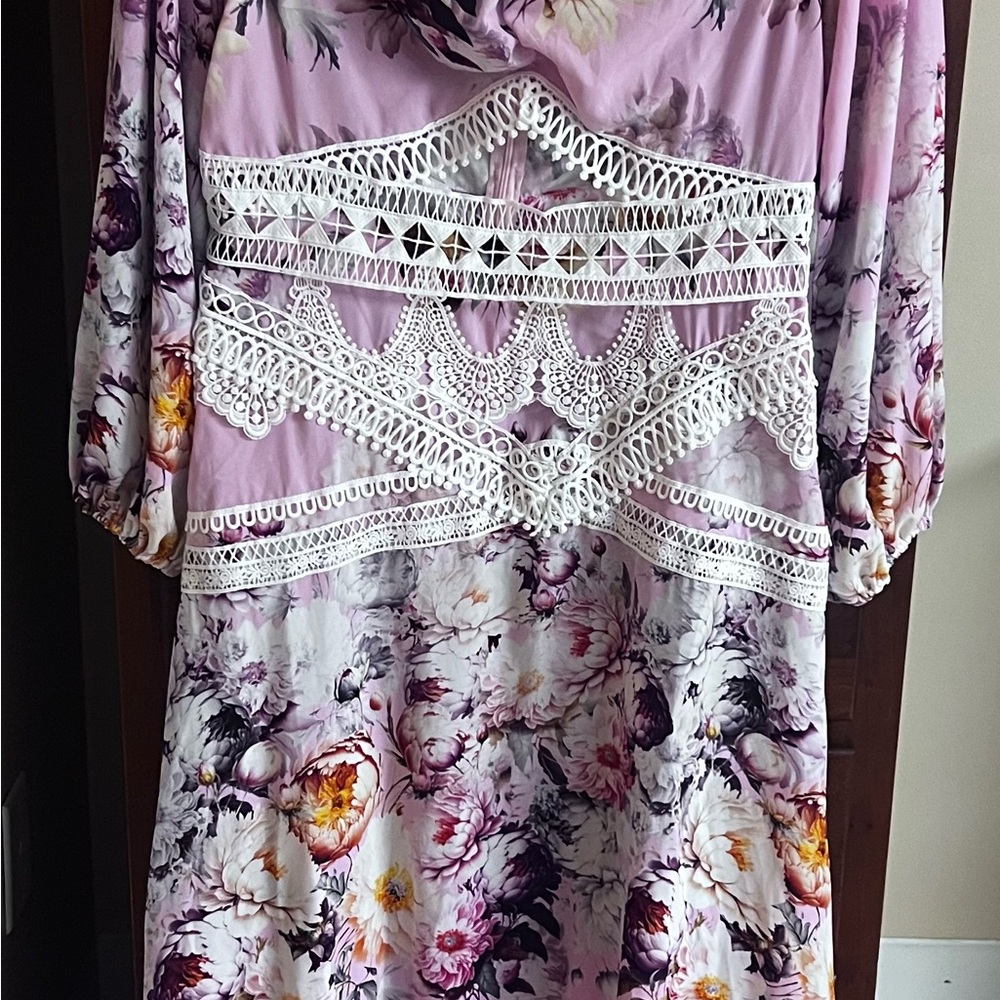 SHEIN Pink Floral Lace boho dress